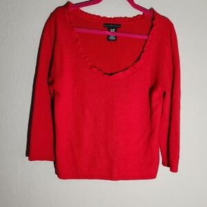 Apostrophe Womens Sweater Size XL 16-18 Angora Blend Red
